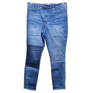 Universal Thread High-Rise Skinny Jeans Womens Size 14 Patchwork Detail Blue Den